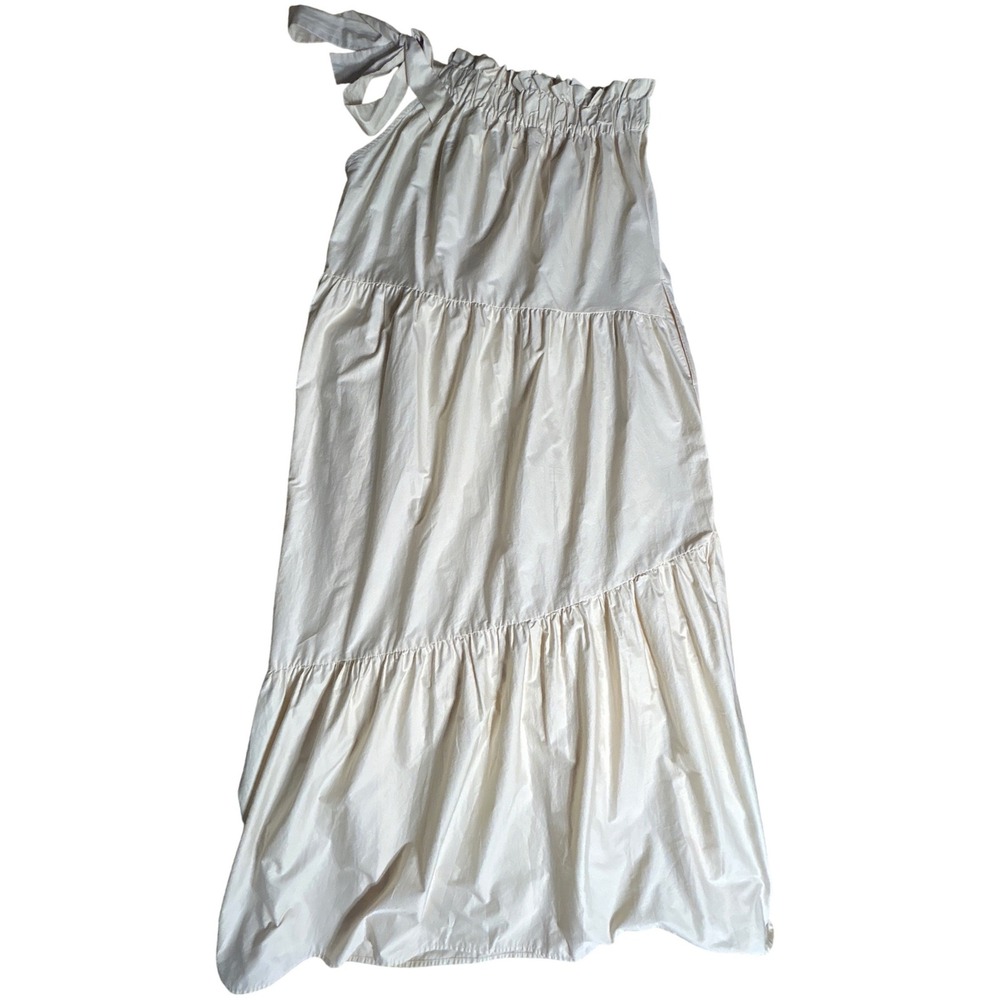 Xirena Maisie One Shoulder Tiered Maxi Dress Cream Cotton Size L Retail $294 EUC - Picture 6 of 12